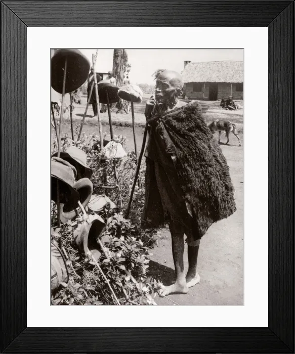 Framed Print : 1940s East Africa elderly Kikuyu man, Kiamba reserve Framed Print : 1940s East Africa elderly Kikuyu man, Kiamba reserve