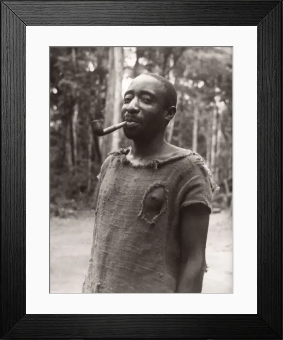 Framed Print : 1940s East Africa Uganda Budongo forest woodsman Framed Print : 1940s East Africa Uganda Budongo forest woodsman