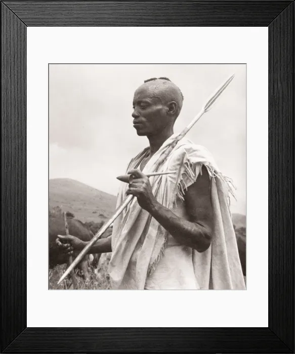 Framed Print : 1940s East Africa Uganda herdsman, Mugabe of Ankole Framed Print : 1940s East Africa Uganda herdsman, Mugabe of Ankole