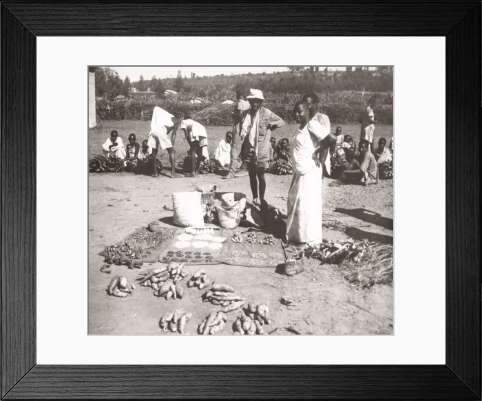 Framed Print : 1940s East Africa - Uganda - street market Mbarara Framed Print : 1940s East Africa - Uganda - street market Mbarara