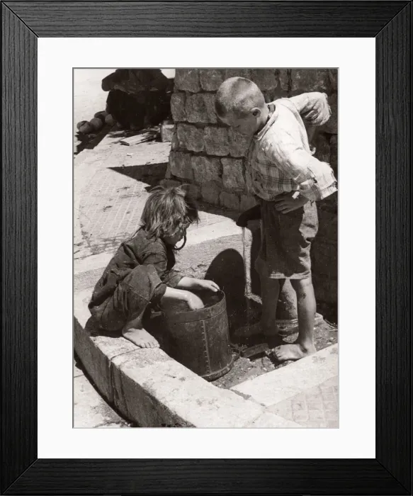 Framed Print : 1843 - Syria - children getting water from a well Framed Print : 1843 - Syria - children getting water from a well