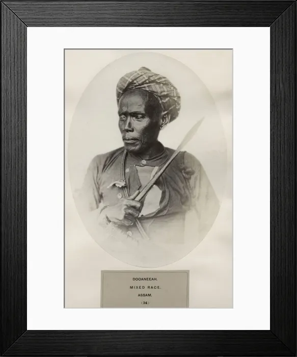 Framed Print : Doonaneeah, mixed race, Assam. Man with spear Framed Print : Doonaneeah, mixed race, Assam. Man with spear