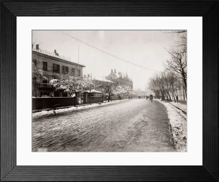 Framed Print : Street scene, Shanghai, China, c. 1890 s, in the snow Framed Print : Street scene, Shanghai, China, c. 1890 s, in the snow