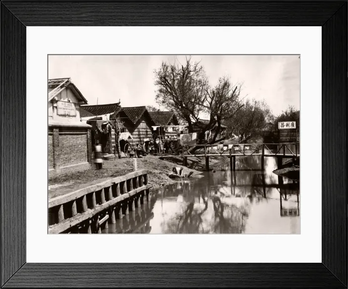 Framed Print : Daily life, canal, rickshaw, likely Shanghai, China. c. 1890 s Framed Print : Daily life, canal, rickshaw, likely Shanghai, China. c. 1890 s