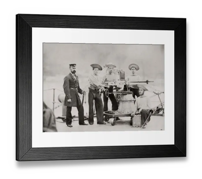 Framed Print : Nordenfeldt gun and gun crew on a ship Framed Print : Nordenfeldt gun and gun crew on a ship