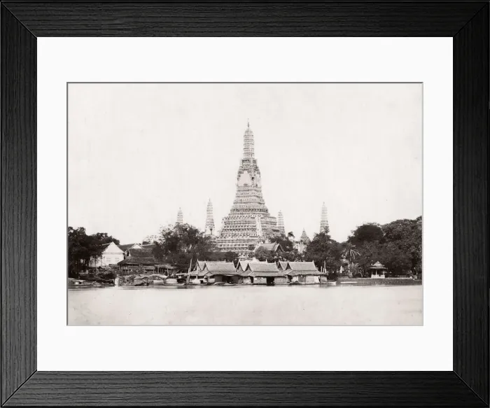 Framed Print : Waterfront temple, pagoda, in Bangkok, Siam, Thailand Framed Print : Waterfront temple, pagoda, in Bangkok, Siam, Thailand