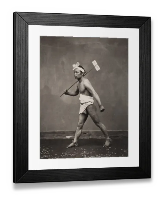 Framed Print : Post runner, delivering a letter, Japan Framed Print : Post runner, delivering a letter, Japan