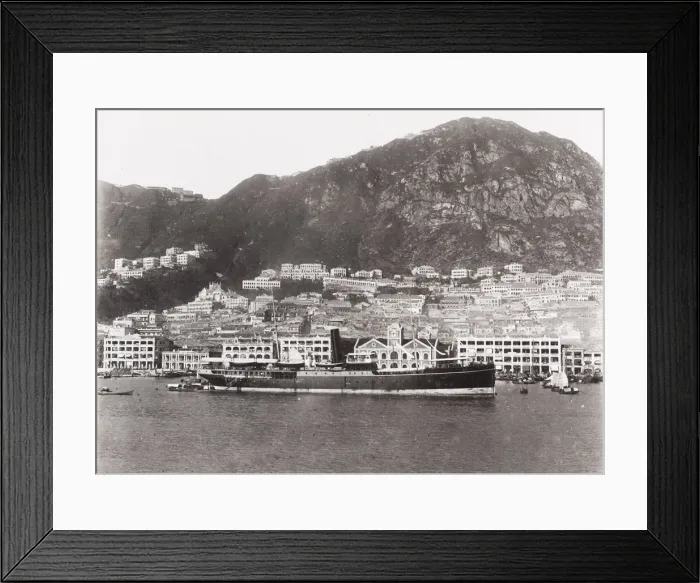 Framed Print : Harbour and Peak, Hong Kong, ship at anchor Framed Print : Harbour and Peak, Hong Kong, ship at anchor
