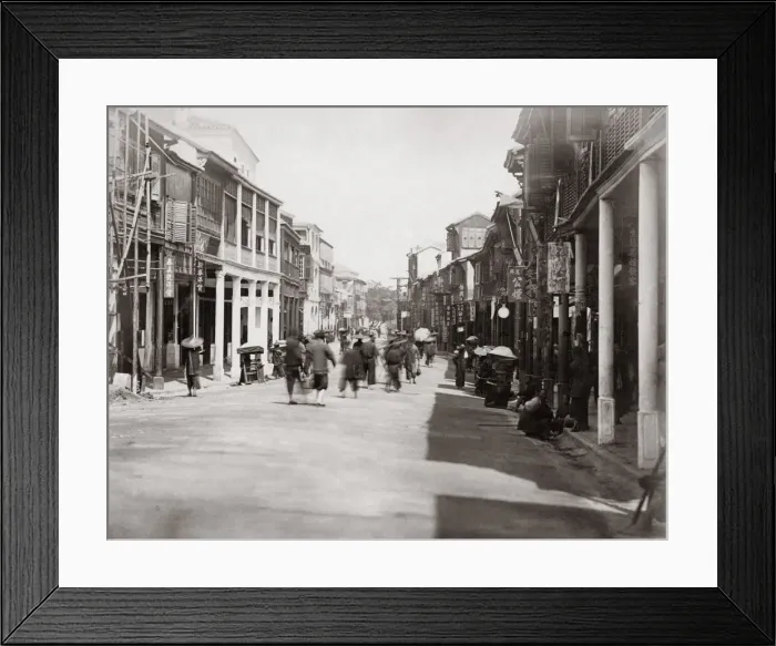 Framed Print : Street in the Chinese Quarter, Hong Kong, 1870 Framed Print : Street in the Chinese Quarter, Hong Kong, 1870