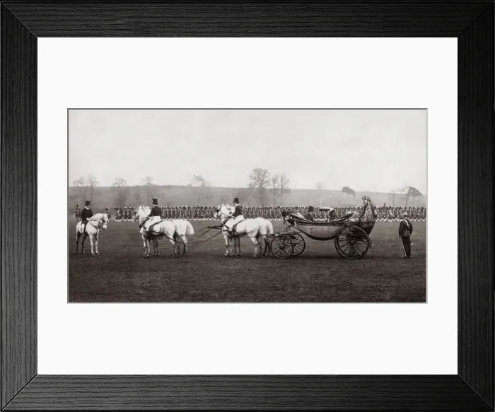 Framed Print : Queen Victoria inspecting Scottish troops, 1873 Framed Print : Queen Victoria inspecting Scottish troops, 1873