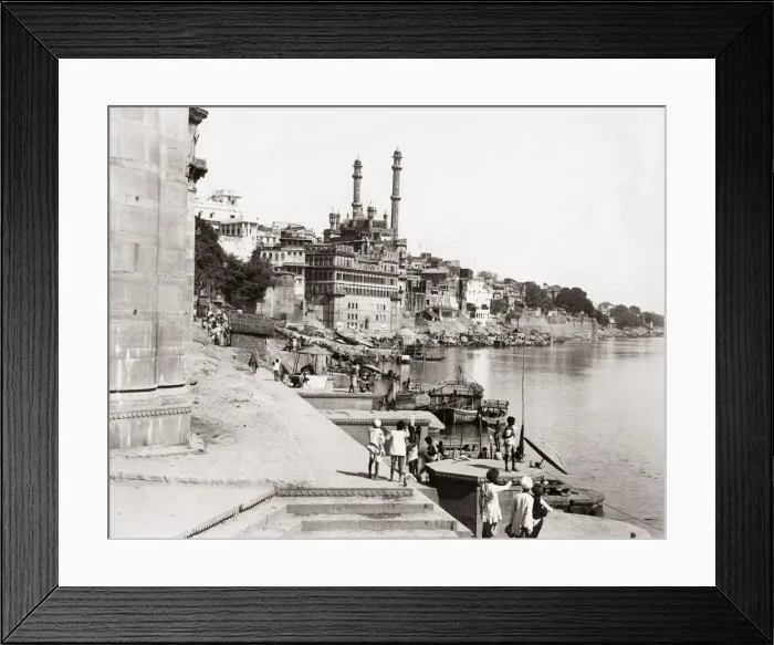 Framed Print : View along the ghats, Benares (Varanasi), India, c. 1880 s Framed Print : View along the ghats, Benares (Varanasi), India, c. 1880 s