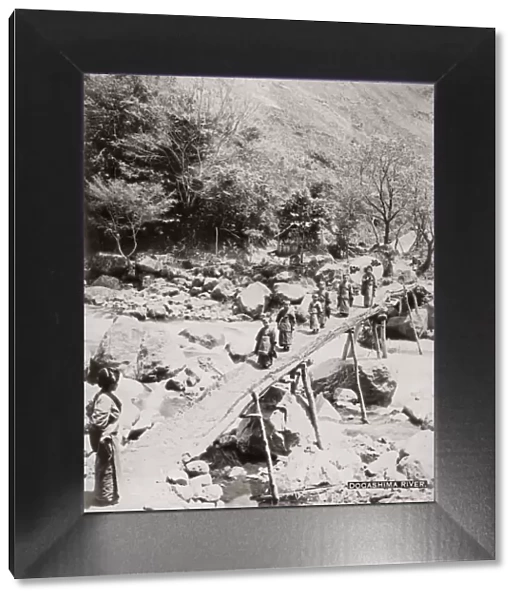 Children crossing the Dogashima River, Japan, c. 1890