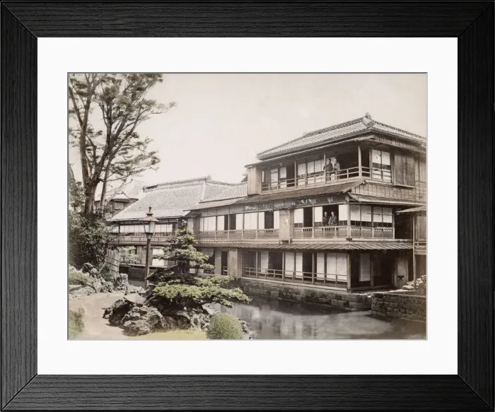 Framed Print : c. 1880s Japan - tea house at Oji Framed Print : c. 1880s Japan - tea house at Oji