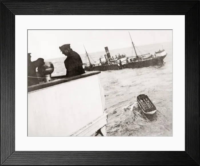 Framed Print : British ship, freighter Exeter City sinks North Atlantic, 1933 Framed Print : British ship, freighter Exeter City sinks North Atlantic, 1933