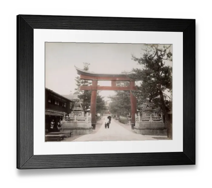 Framed Print : c. 1880s Japan - Inari temple at Fushimi, torii Framed Print : c. 1880s Japan - Inari temple at Fushimi, torii