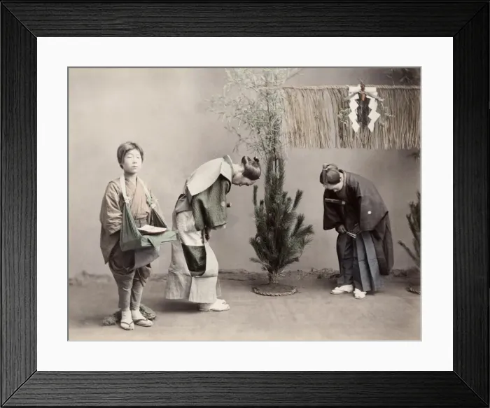 Framed Print : c. 1880s Japan - formal greeting