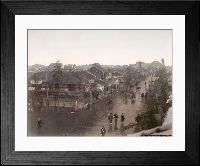 Framed Print : c. 1880s Japan - Basha Michi, street in Yokohama Framed Print : c. 1880s Japan - Basha Michi, street in Yokohama