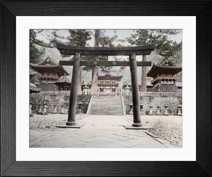Framed Print : c. 1880s Japan - bronze portal, torii, Nikko Framed Print : c. 1880s Japan - bronze portal, torii, Nikko