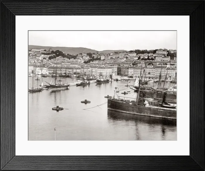 Framed Print : Ships in the harbour at Trieste, Italy, c. 1890 s Framed Print : Ships in the harbour at Trieste, Italy, c. 1890 s