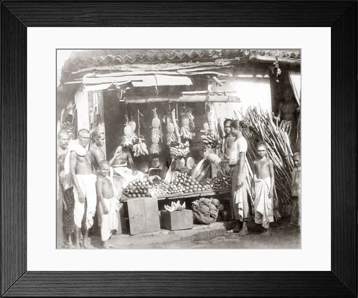 Framed Print : Street fruit stall, India or Ceylon (Sri Lanka) c. 1880 s Framed Print : Street fruit stall, India or Ceylon (Sri Lanka) c. 1880 s
