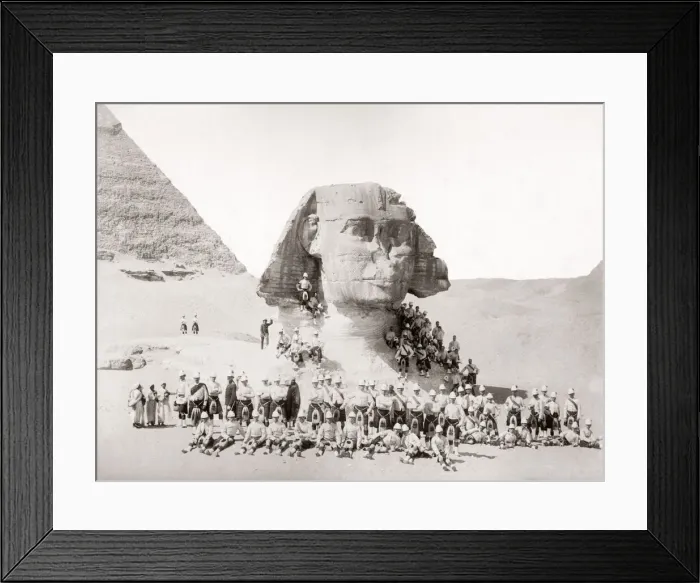 Framed Print : Scottish solders in kilts, Sphinx, Egypt, c. 1880 s Framed Print : Scottish solders in kilts, Sphinx, Egypt, c. 1880 s