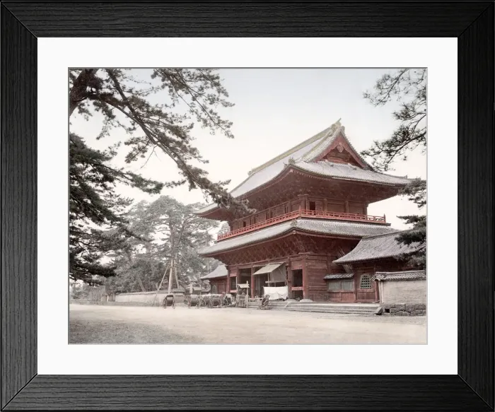 Framed Print : c. 1880s Japan - great gate, Shiba temple, Tokyo Framed Print : c. 1880s Japan - great gate, Shiba temple, Tokyo