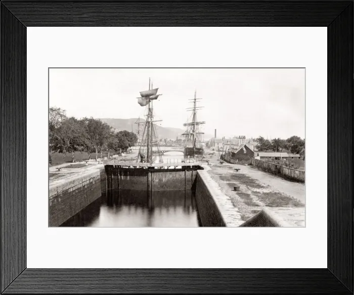 Framed Print : Ships Calendonian Canal, Muirtown, Scotland, 1880 s Framed Print : Ships Calendonian Canal, Muirtown, Scotland, 1880 s