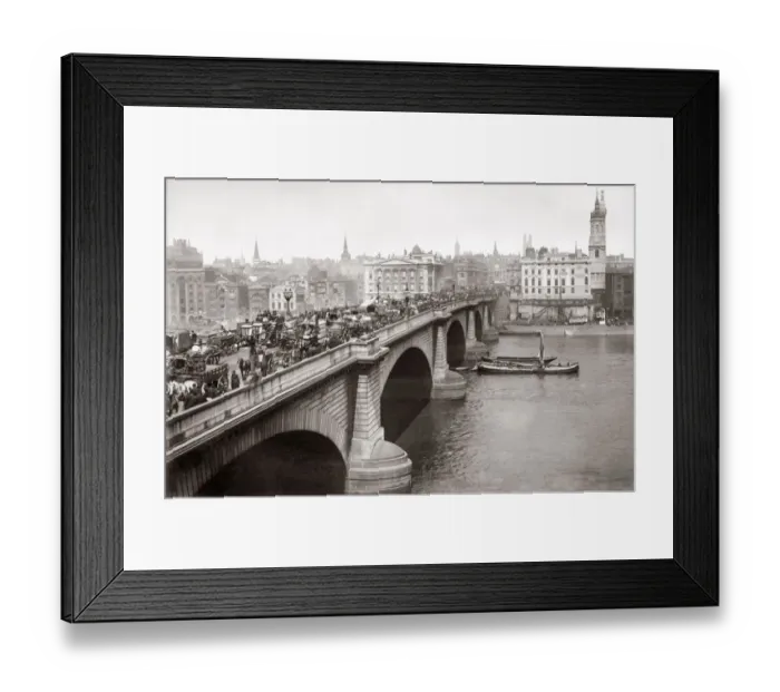 Framed Print : London Bridge, boats on River Thames, c. 1880 s Framed Print : London Bridge, boats on River Thames, c. 1880 s