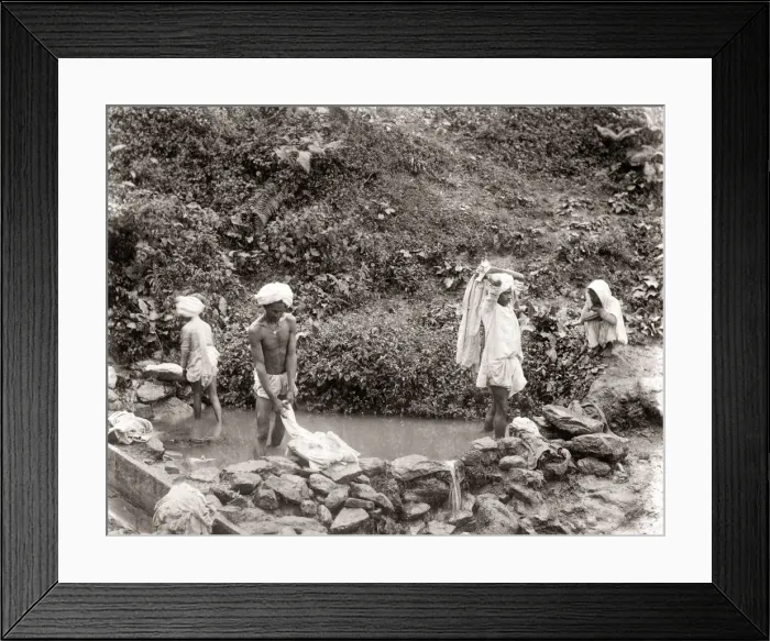 Framed Print : Washing clothes in a river, India, c. 1880 s Framed Print : Washing clothes in a river, India, c. 1880 s