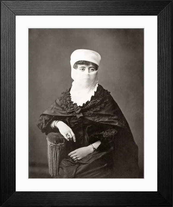 Framed Print : Veiled Turkish woman, c. 1880 s Framed Print : Veiled Turkish woman, c. 1880 s