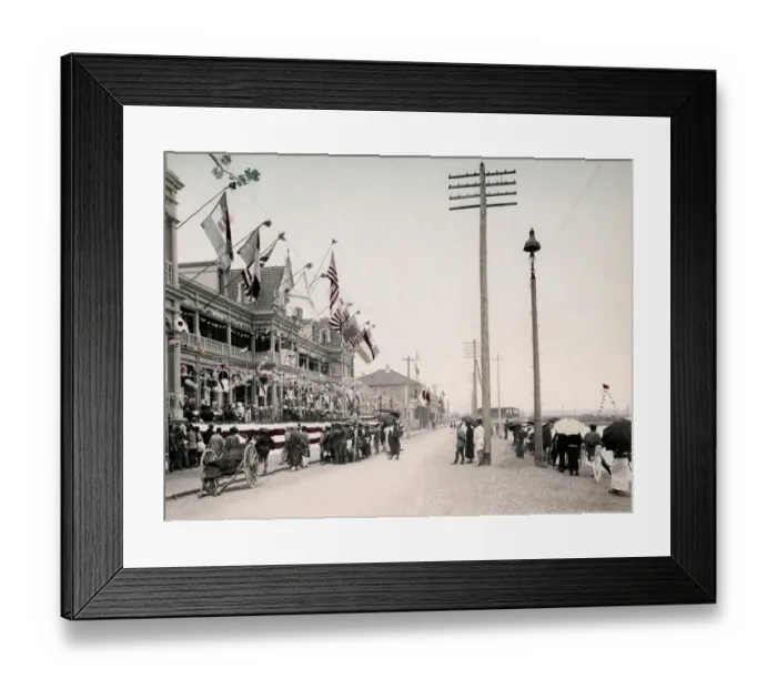 Framed Print : c. 1880s Japan - celebrations Bund, probably Kobe Framed Print : c. 1880s Japan - celebrations Bund, probably Kobe