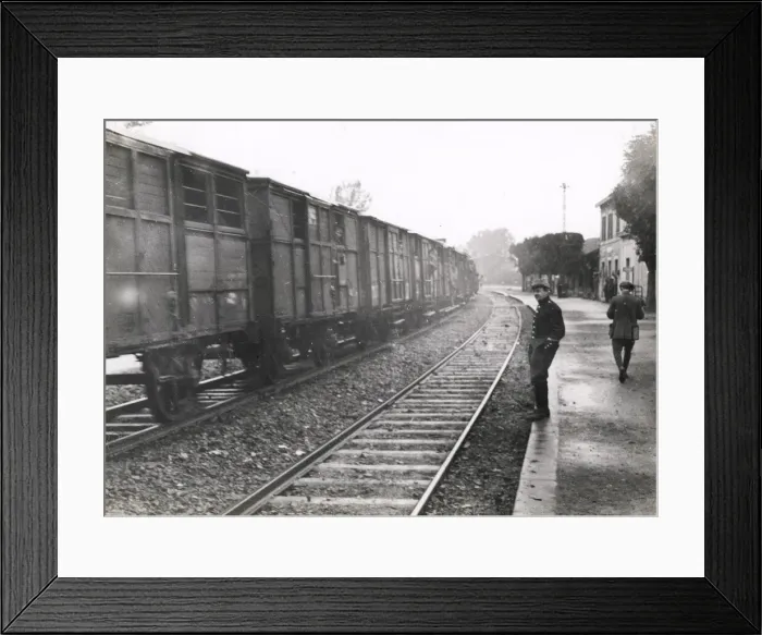 Framed Print : WWI: British troop trains passing through Culchy, France Framed Print : WWI: British troop trains passing through Culchy, France