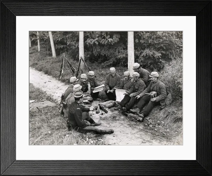Framed Print : WWI: French soldiers resting by roadside Framed Print : WWI: French soldiers resting by roadside