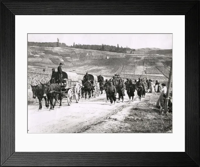 Framed Print : WWI: troops from Senegal, marching near Rheims