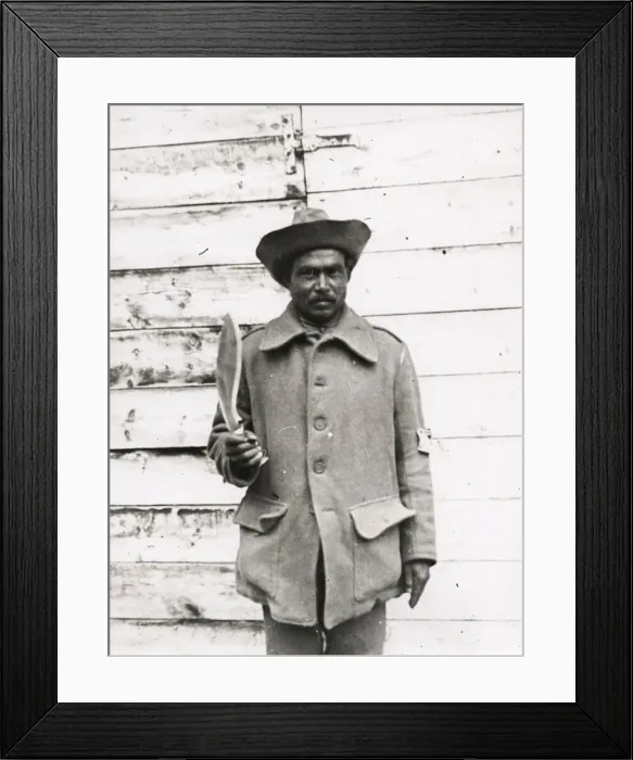 Framed Print : WWI: Gurkha solider and kukri, knife Framed Print : WWI: Gurkha solider and kukri, knife