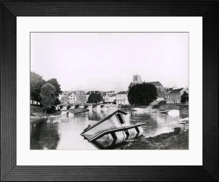 Framed Print : WWI: Meaux from river Marne Framed Print : WWI: Meaux from river Marne