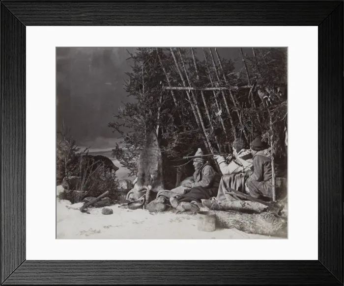 Framed Print : Hunters with guns out shooting in the snow, Canada Framed Print : Hunters with guns out shooting in the snow, Canada