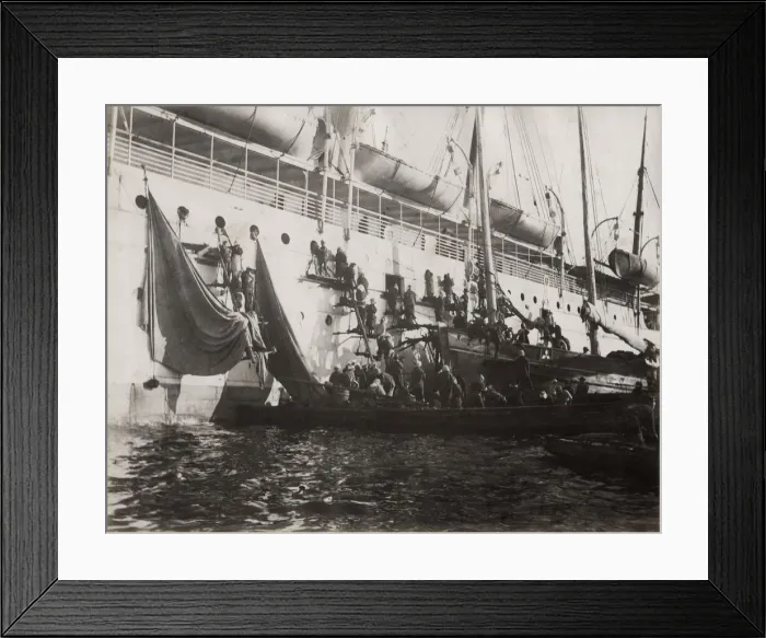 Framed Print : Supplies being loaded on a ship in harbour, Asia Framed Print : Supplies being loaded on a ship in harbour, Asia