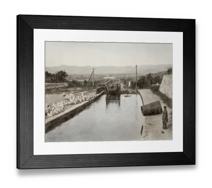 Framed Print : Lake Biwa inclined railroad on the Lake Biwa canal. Japan Framed Print : Lake Biwa inclined railroad on the Lake Biwa canal. Japan