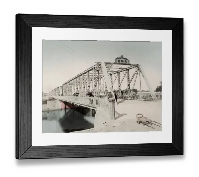 Framed Print : Japan c. 1880s - Tenjinbashi steel bridge at Oasaka