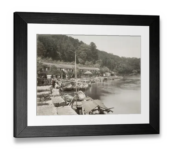 Framed Print : Japan c. 1880s - harbour on the Ishiyama-dera Road, Omi, Japan Framed Print : Japan c. 1880s - harbour on the Ishiyama-dera Road, Omi, Japan