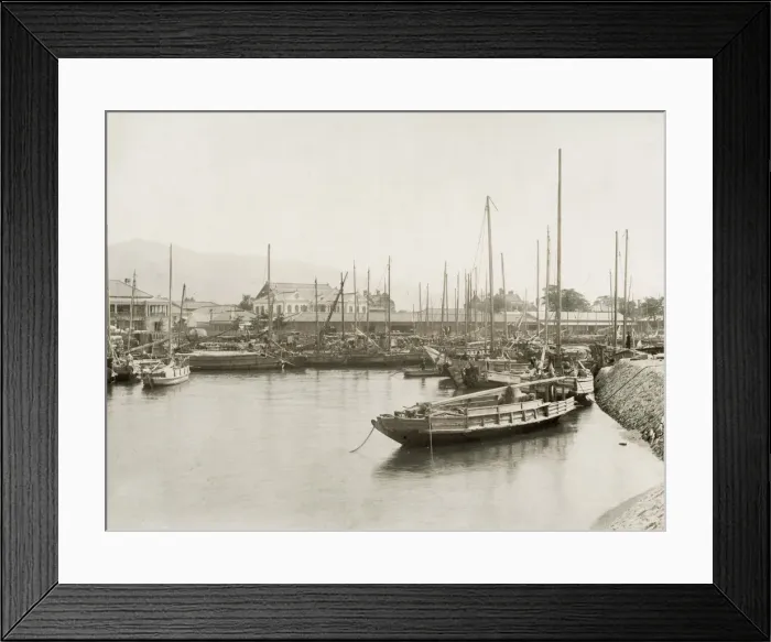 Framed Print : Japan c. 1880s - boats in kobe Harbour Framed Print : Japan c. 1880s - boats in kobe Harbour