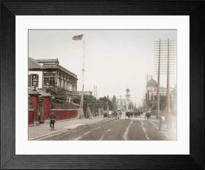 Framed Print : Main Street, Yokohama - USA, American Consulate on the left Framed Print : Main Street, Yokohama - USA, American Consulate on the left