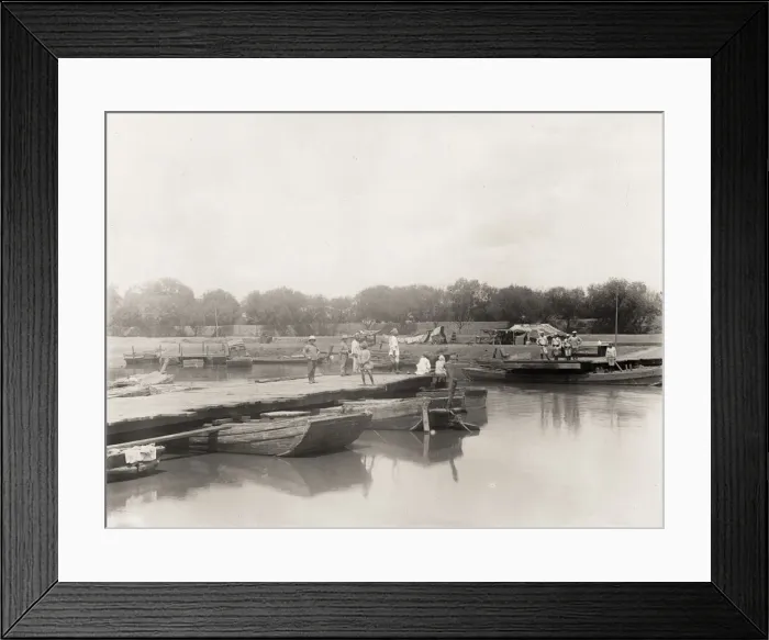 Framed Print : Bridge of boats, pontoon Tientsin, Tianjin, China Framed Print : Bridge of boats, pontoon Tientsin, Tianjin, China