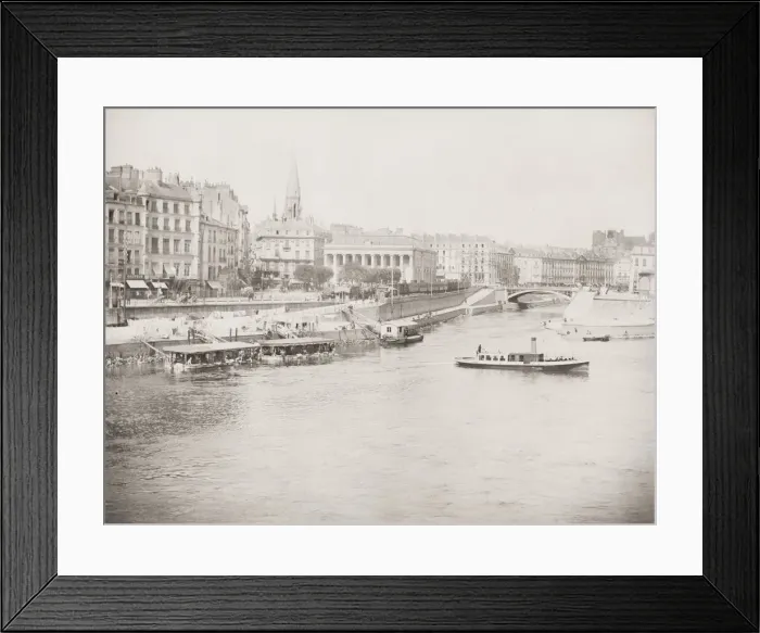 Framed Print : Waterfront view, Nantes, La Bourse, France Framed Print : Waterfront view, Nantes, La Bourse, France
