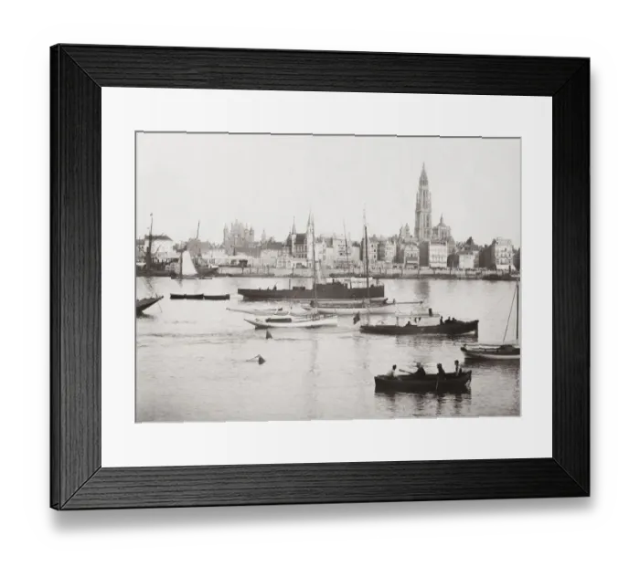 Framed Print : Anvers, Antwerp, Belgium, the city from the river Framed Print : Anvers, Antwerp, Belgium, the city from the river