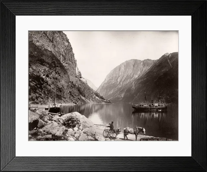 Framed Print : Naeroyfjord, Guvangen, boat in the fjord, Norway Framed Print : Naeroyfjord, Guvangen, boat in the fjord, Norway