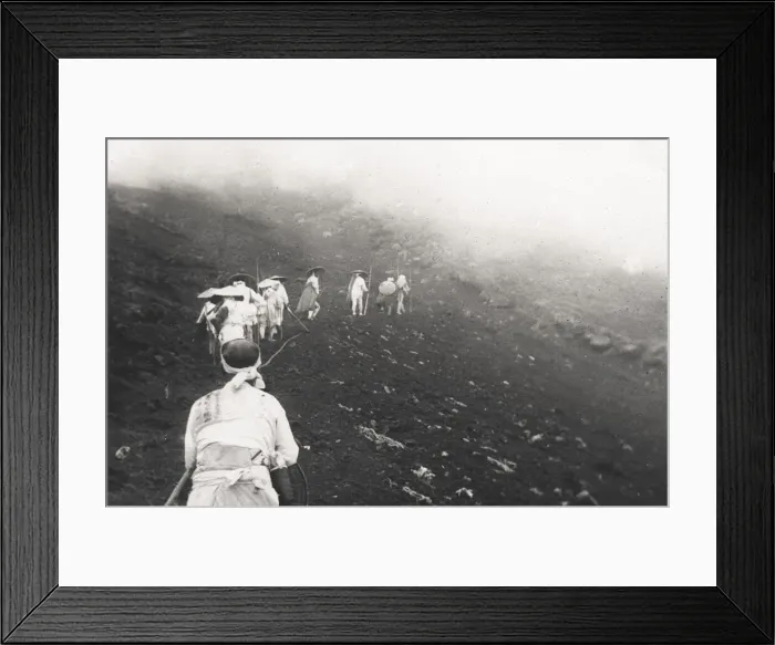 Framed Print : Guides taking tourists up Mount Fuji, Japan Framed Print : Guides taking tourists up Mount Fuji, Japan