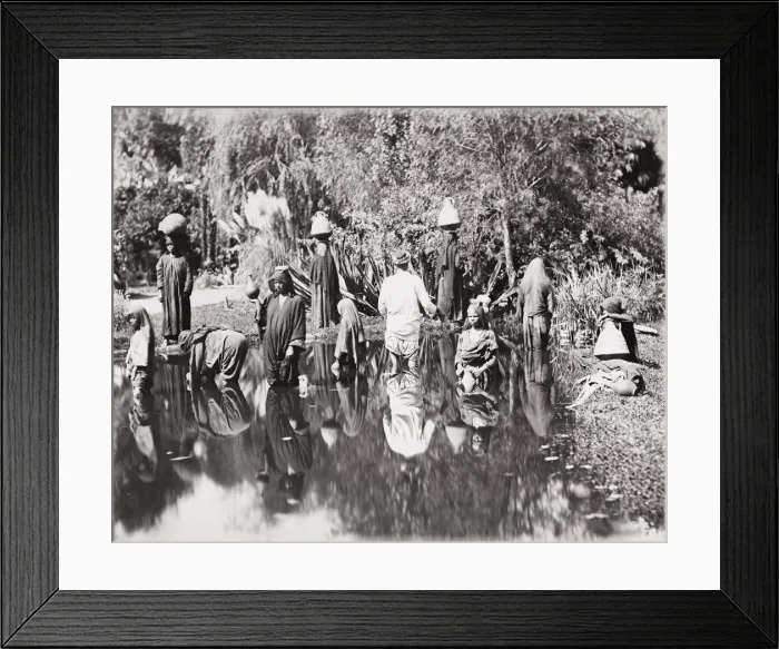 Framed Print : Egyptian people filling water jars, Egypt Framed Print : Egyptian people filling water jars, Egypt