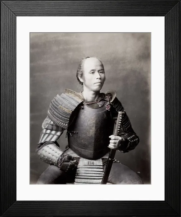 Framed Print : Japanese man in armour with sword, Japan Framed Print : Japanese man in armour with sword, Japan